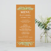 Groen op Oker herfst bruiloft Menu (Staand voorkant)