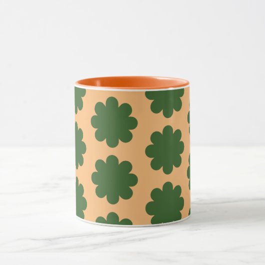 Groen op Perzik Retro Flower Art Mok Cup (Midden)