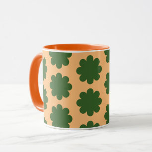 Groen op Perzik Retro Flower Art Mok Cup