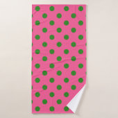 Groen op roze stippen Patroonontwerp Badhanddoek (Badhanddoek)