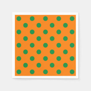 Groen op Sinaasappel Polka Dots Patroonontwerp Servet