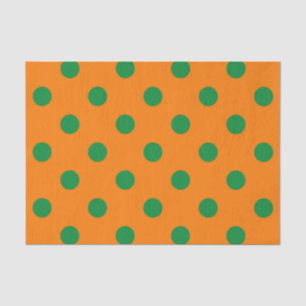 Groen op Sinaasappel Polka Dots Patroonontwerp Tissuepapier