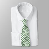 Groen op White Lucky Shamrock Clover Design Stropdas (Gebonden)