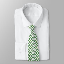 Groen op White Lucky Shamrock Clover Design Stropdas