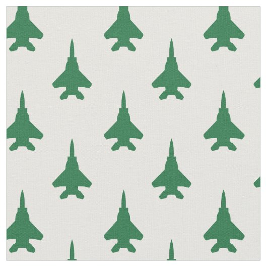 Groen op White Strike Eagle Fighter Jet Pattern Stof (Close Up)