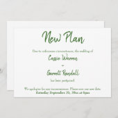 Groen op witte nieuwe trouwdatum aankondiging (Voorkant / Achterkant)