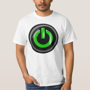 "Groen op" zwarte Power Button T-shirt