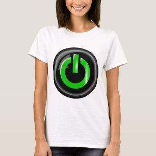 "Groen op" zwarte Power Button T-shirt