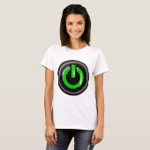 "Groen op" zwarte Power Button T-shirt (Voorkant volledig)