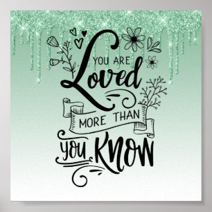 Groen opdrijven Glitter Inspirerend Citaat Poster