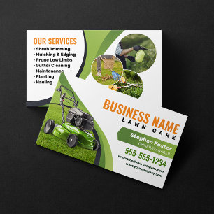 Groen, Orange Lawn Care Landscaping Maaidienst Visitekaartje