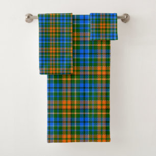 Groen Oranje Blauw Plaid Tartan Design Bad Handdoek