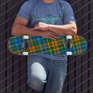 Groen Oranje Blauw Plaid Tartan Design Skateboard