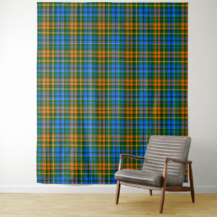 Groen Oranje Blauw Plaid Tartan Design Wandkleed