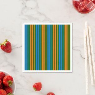Groen Oranje Blauw Verticaal Strepen Design Servet