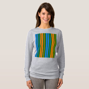 Groen Oranje Blauw Verticaal Strepen Design T-shirt