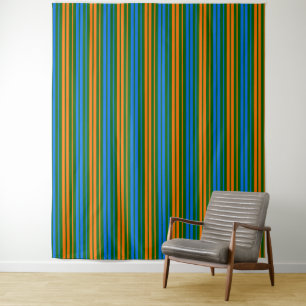 Groen Oranje Blauw Verticaal Strepen Design Wandkleed