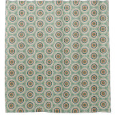 Groen Oranje En Blauw Boho Chic Cirkelpatroon Douchegordijn (Voorkant)