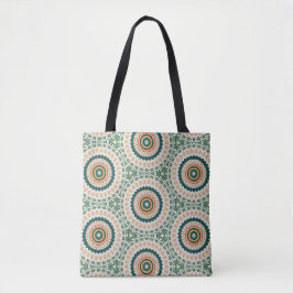 Groen Oranje En Blauw Boho Chic Cirkelpatroon Draagtas