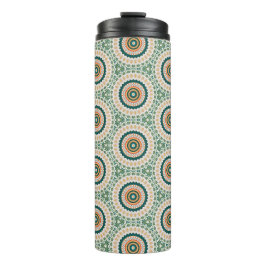 Groen Oranje En Blauw Boho Chic Cirkelpatroon Thermosbeker