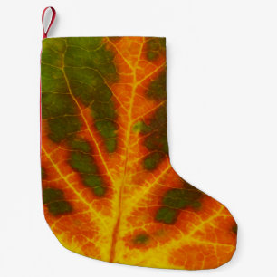 Groen Oranje en geel esdoorn Leaf #1 Kleine Kerstsok