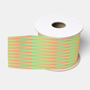 Groen Oranje Gestreepte Patroon Grosgrain Lint