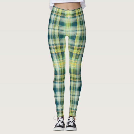  Groen oranje grijs, verstrooid patroon Leggings (Voorkant)