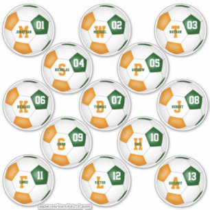 groen oranje individueel gepersonaliseerd voetbalt sticker