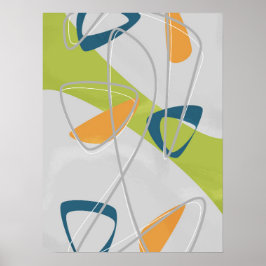 Groen Oranje midden Abstract Moderne Vintage Poster