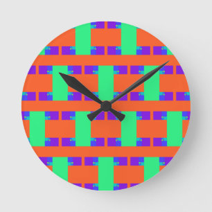 groen oranje paars abstract kunstpatroon ronde klok