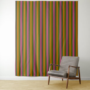 Groen Oranje Roze Verticale Strepen Design Wandkleed