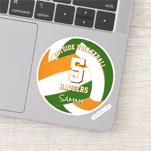 Groen oranje team kleuren volleybalspeler sticker