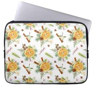 Groen Oranje Vrolijke Kerst Vakantie Cadeau Laptop Sleeve