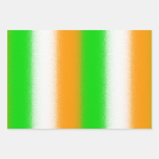Groen Oranje wit - Sint Patrick's Day Stripes Inpakpapier Vel (Voorkant 3)