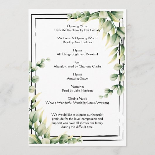 Groen Orde van de Levensduur Celebratieprogramma Programma (Achterkant)