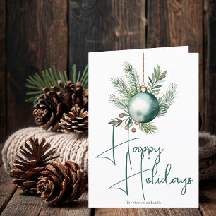 Groen Ornament Prettige feestdagen Trendy Kaart