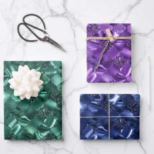 Groen, Paars en marineblauw Marokkaans Quatrefoil Inpakpapier Vel