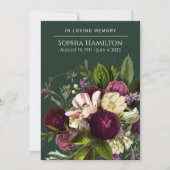 Groen Paars Floral Funeral Memorial Kaart (Voorkant)