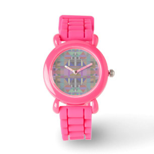 Groen Paars roze geometrisch Horloge