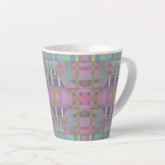 Groen Paars roze geometrisch Latte Mok (Rechterhoek)