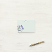 Groen Paars Waterverf Blossom Monogram Post-it® Notes (Op bureau)