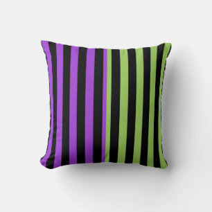 Groen Paars & Zwarte Halloween Streep Kussen