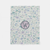 Groen Paarse Blauwe Liefde Harten Fleece Deken (Voorkant)