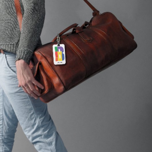 Groen paarse geel rood Monogram Initiaal B Bagagelabel