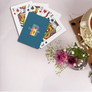 Groen paarse geel rood Monogram Initiaal B blauw Pokerkaarten