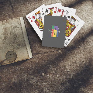 Groen paarse geel rood Monogram Initiaal B grijs Pokerkaarten