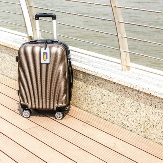 Groen paarse geel rood Monogram Initiaal D wit Bagagelabel