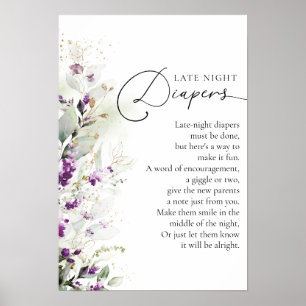 Groen Paarse Lila Baby shower Poster