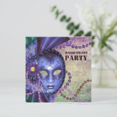 Groen Paarse Masquerade Party Kaart (Staand voorkant)