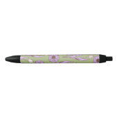 Groen Paarse Retro Y2K Funky Hippie Bloempatroon Zwarte Inkt Pen (Voorkant)